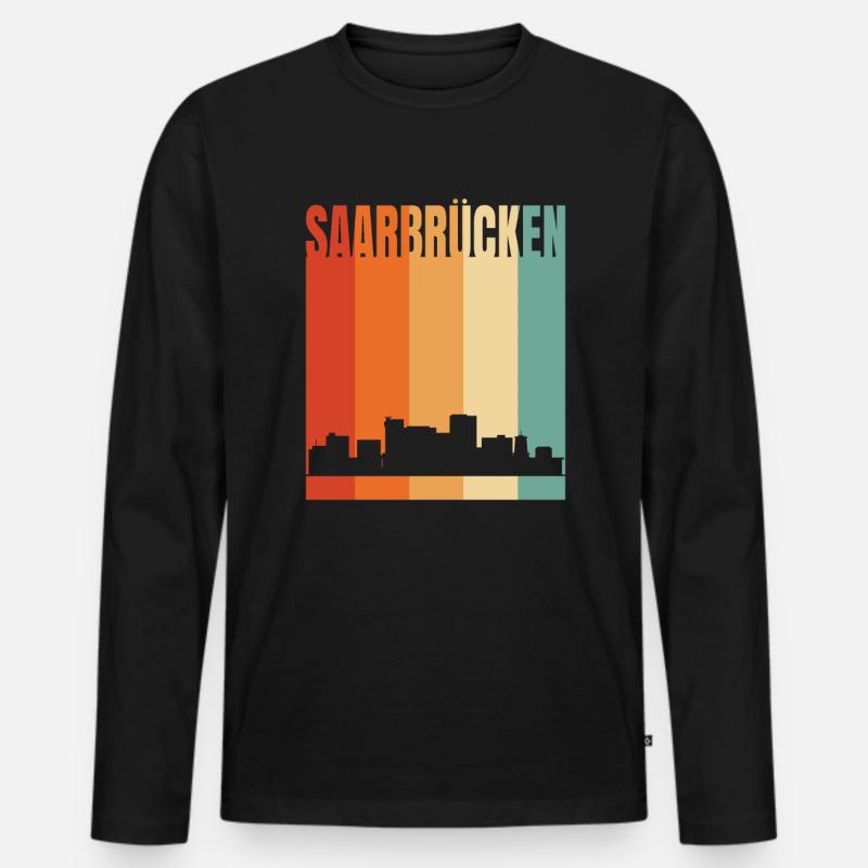 Saarbrücken Skyline - Männer Premium Bio Langarmshirt - Schwarz