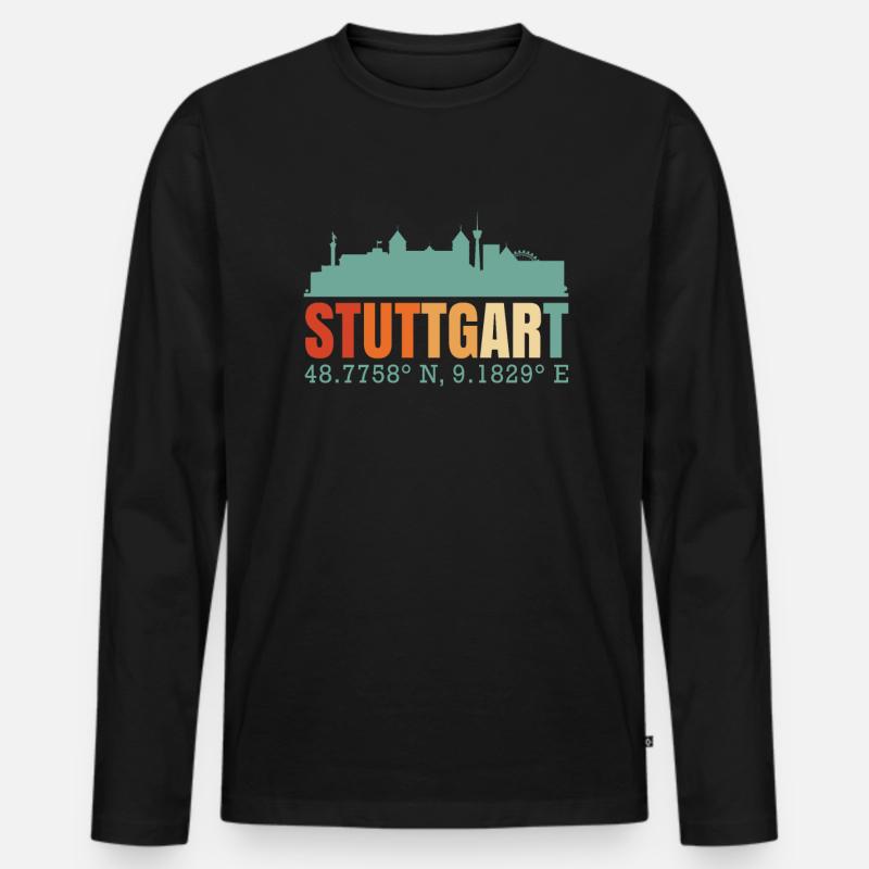 Stuttgart Skyline - Männer Premium Bio Langarmshirt - Schwarz