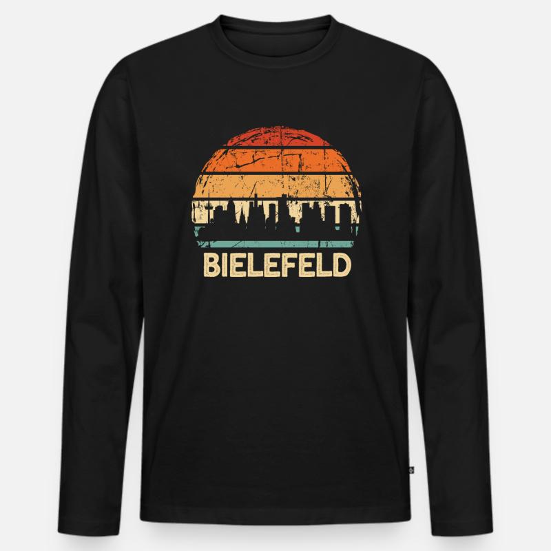 Bielefeld - Männer Premium Bio Langarmshirt - Schwarz