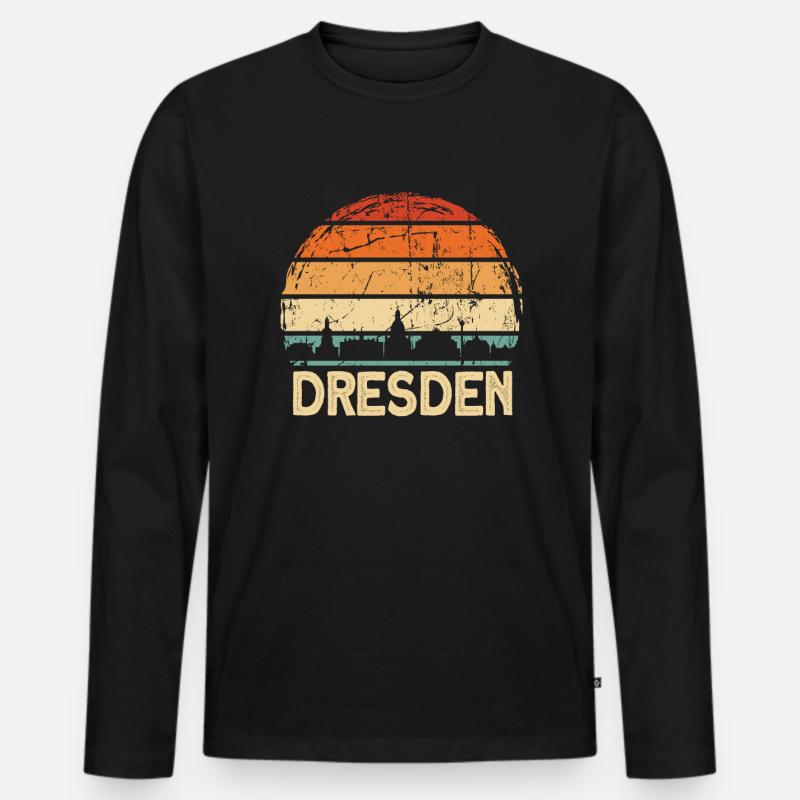 Dresden - Männer Premium Bio Langarmshirt - Schwarz