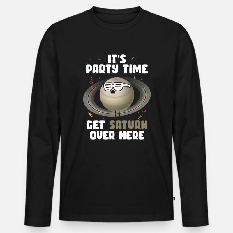 Saturn - Männer Premium Bio Langarmshirt - Schwarz