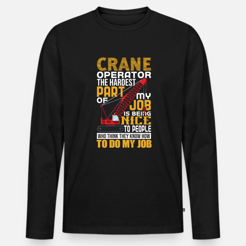 Kranführer Kran Geschenk - Männer Premium Bio Langarmshirt - Schwarz