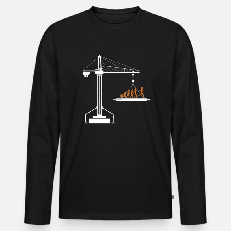 Kranführer Kran Geschenk - Männer Premium Bio Langarmshirt - Schwarz