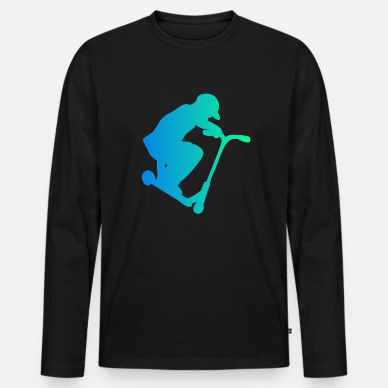 Scooter Roller Tretroller Geschenk - Männer Premium Bio Langarmshirt - Schwarz