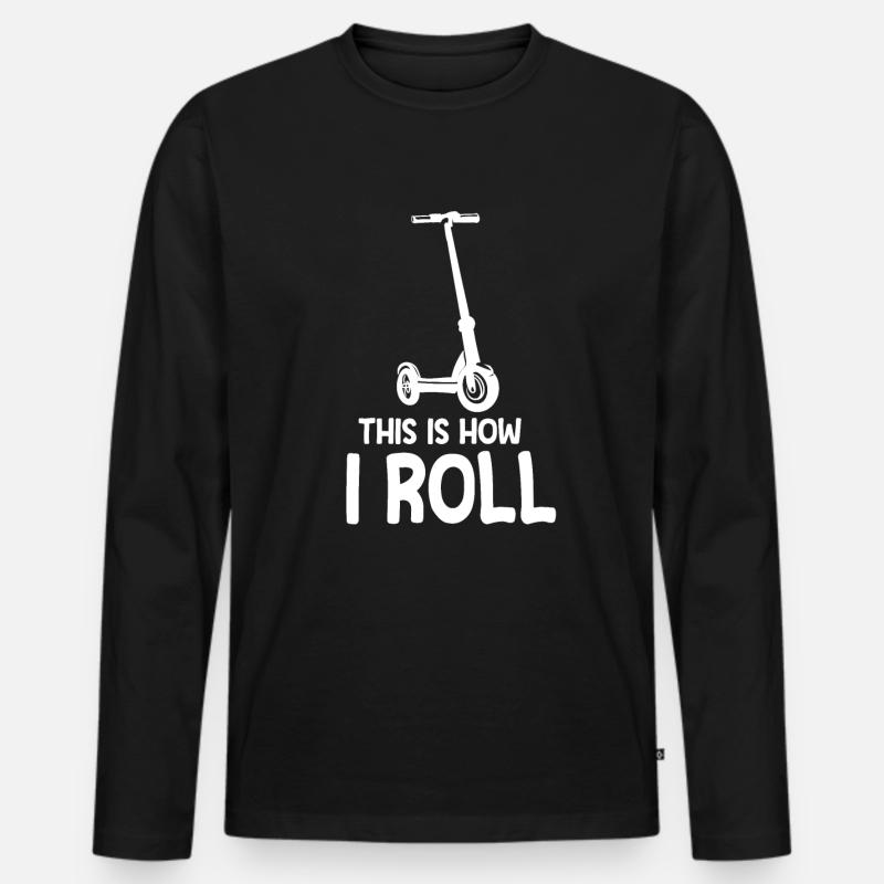 Scooter Roller Tretroller Geschenk - Männer Premium Bio Langarmshirt - Schwarz