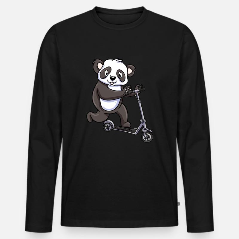 Scooter Roller Tretroller Geschenk - Männer Premium Bio Langarmshirt - Schwarz