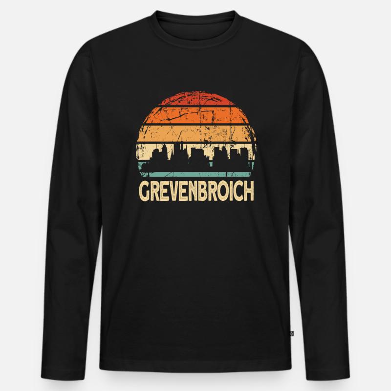 Grevenbroich - Männer Premium Bio Langarmshirt - Schwarz