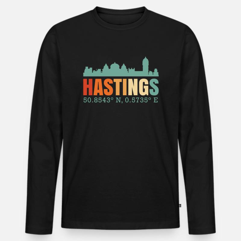 Hastings - Männer Premium Bio Langarmshirt - Schwarz