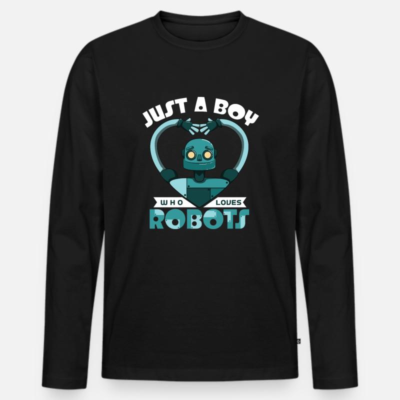 Roboter - Männer Premium Bio Langarmshirt - Schwarz