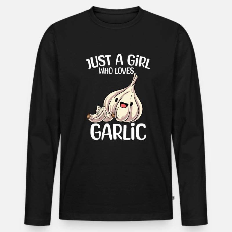 Knoblauch Knoblauchbrot Geschenk - Männer Premium Bio Langarmshirt - Schwarz