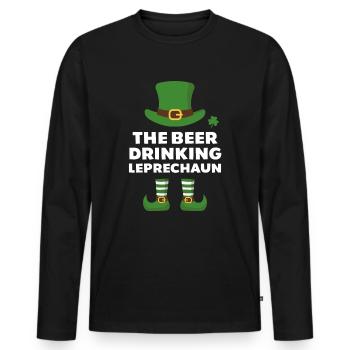 Der Bier trinkende Kobold - Männer Premium Bio Langarmshirt - Schwarz - Vorne - Nico (187cm)