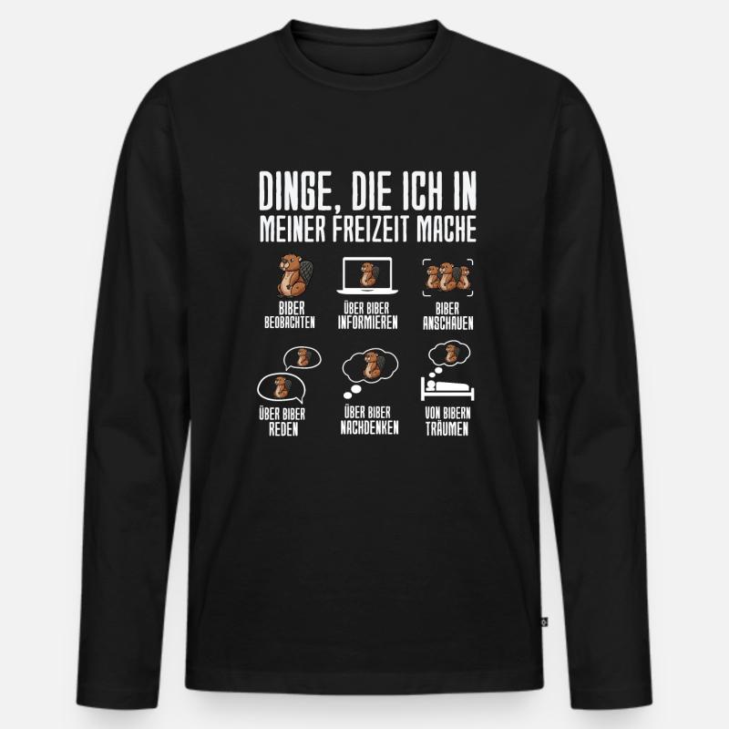 Dinge Die Ich In Meiner Freizeit Mache Biber - Männer Premium Bio Langarmshirt - Schwarz
