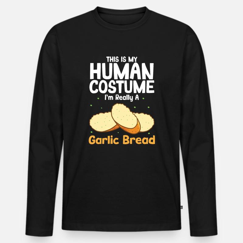 Knoblauch Knoblauchbrot Essen Geschenk - Männer Premium Bio Langarmshirt - Schwarz