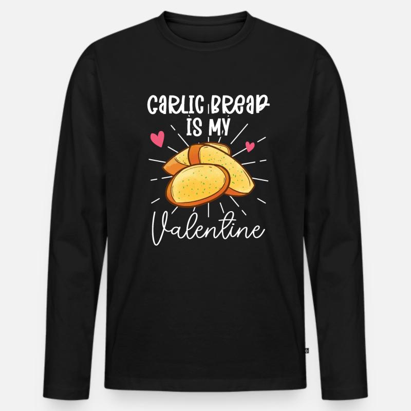 Knoblauch Knoblauchbrot Essen Geschenk - Männer Premium Bio Langarmshirt - Schwarz