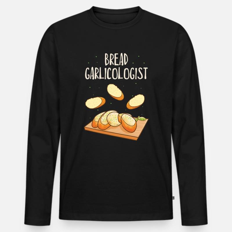 Knoblauch Knoblauchbrot Essen Geschenk - Männer Premium Bio Langarmshirt - Schwarz