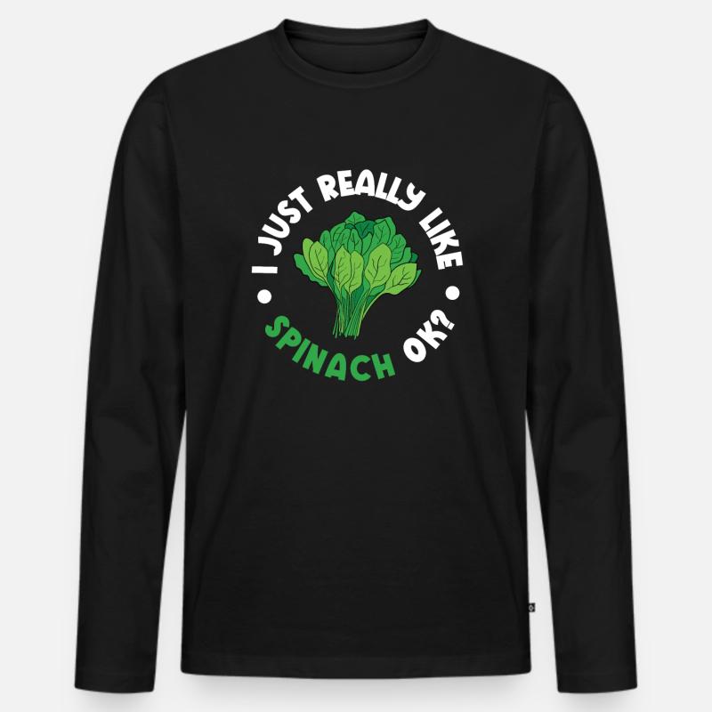 Spinat - Männer Premium Bio Langarmshirt - Schwarz