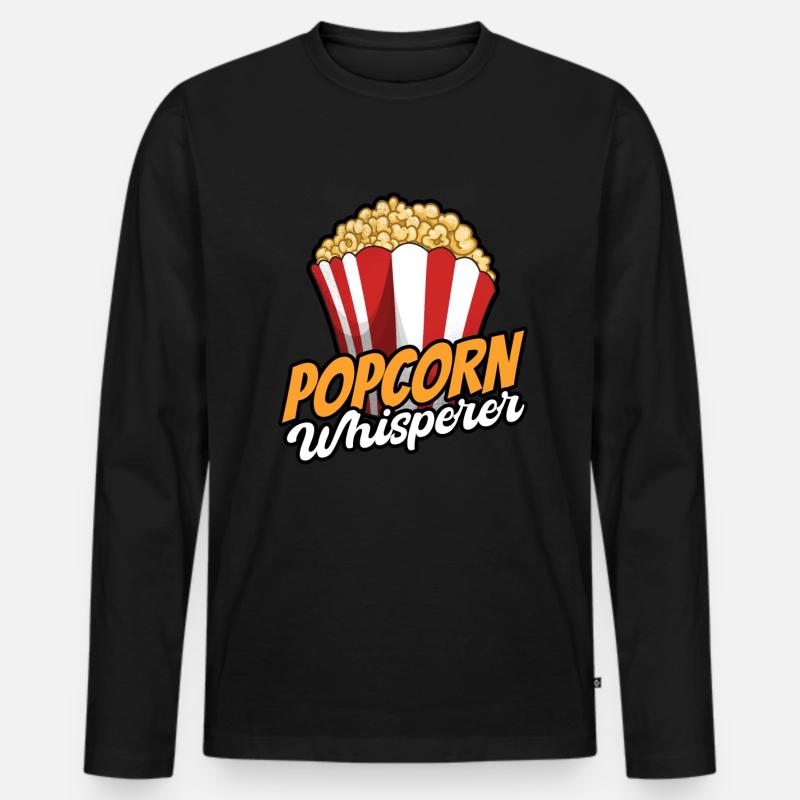 Popcorn-Flüsterer - Männer Premium Bio Langarmshirt - Schwarz