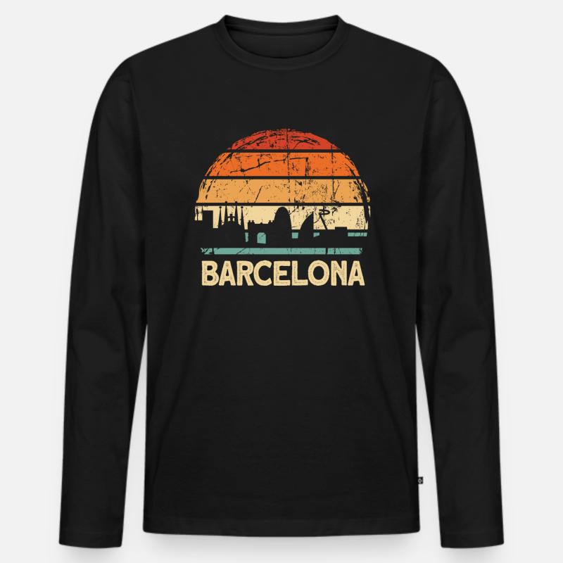 Barcelona - Männer Premium Bio Langarmshirt - Schwarz