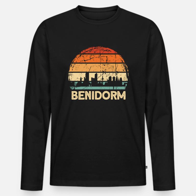 Benidorm - Männer Premium Bio Langarmshirt - Schwarz