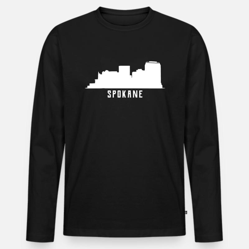 Spokane Skyline - Männer Premium Bio Langarmshirt - Schwarz