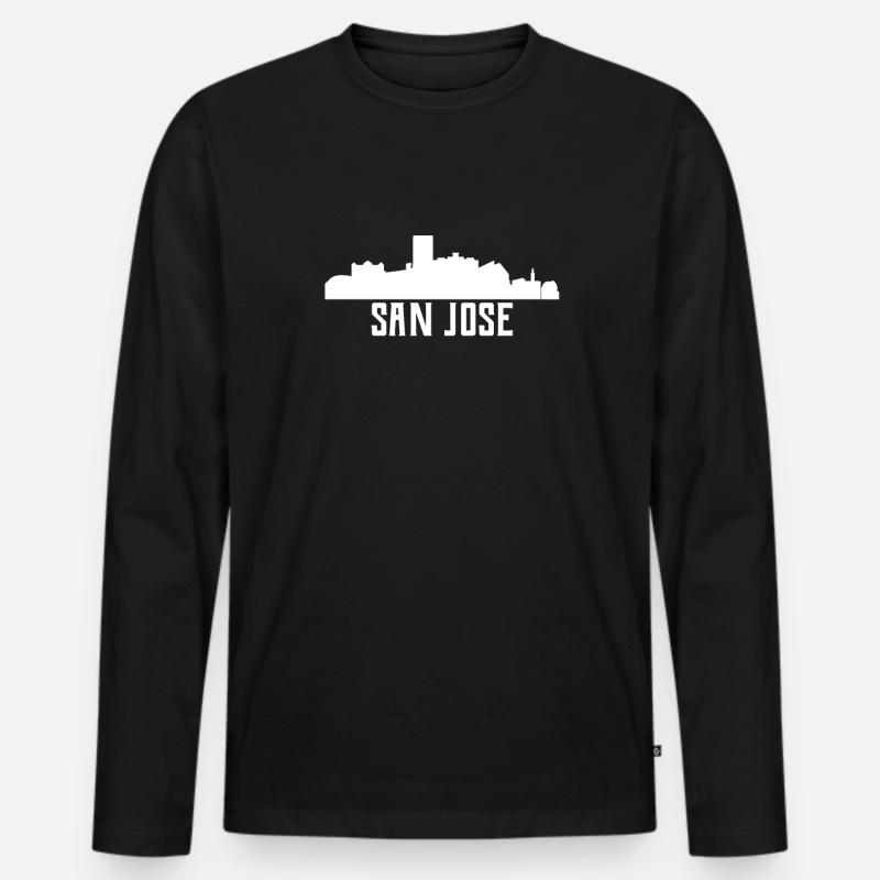 San Jose Skyline - Männer Premium Bio Langarmshirt - Schwarz