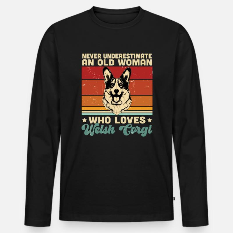Welsh Corgi - Männer Premium Bio Langarmshirt - Schwarz