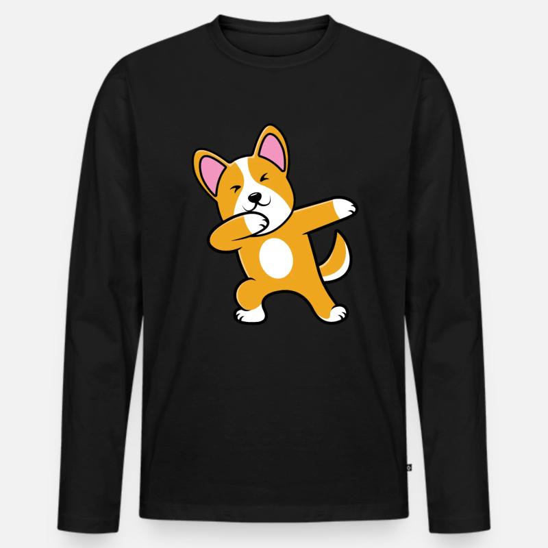 Welsh Corgi - Männer Premium Bio Langarmshirt - Schwarz