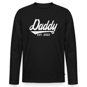 Daddy Est. 2023, Dad To Be, Schwangerschaftsankündigung - Männer Premium Bio Langarmshirt - Schwarz - Vorne - Nico (187cm)