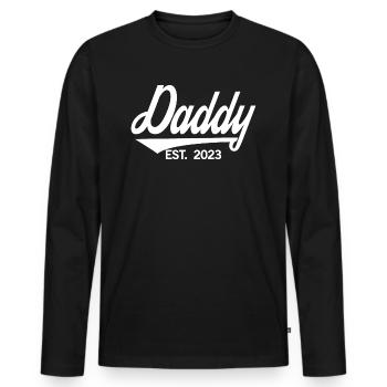 Papa est. 2023, Papa en devenir, annonce de grossesse - T-shirt manches longues Premium bio Homme - noir - Devant - Nico (187cm)