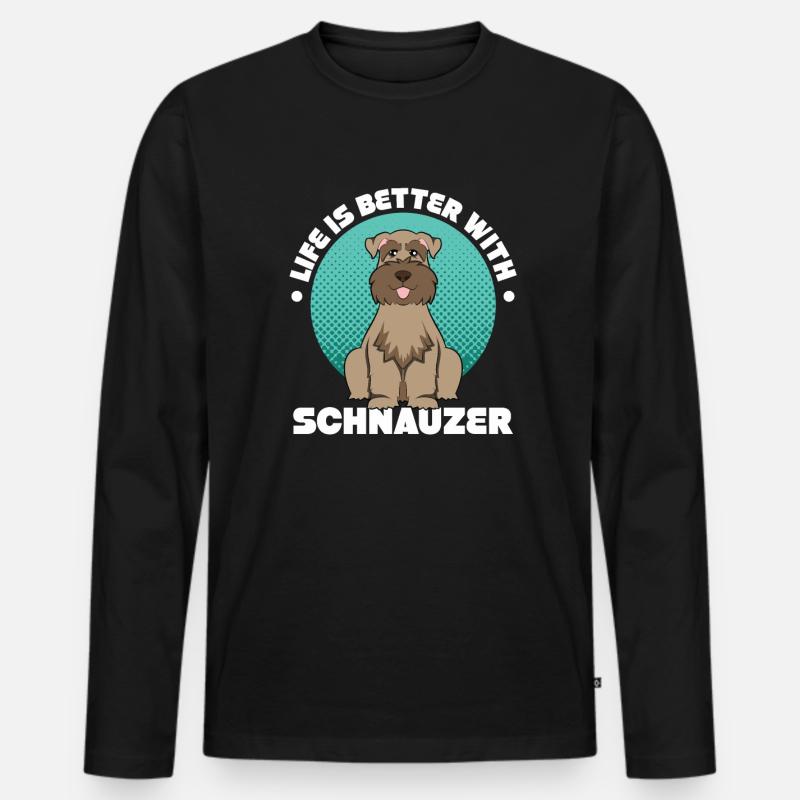 Zwergschnauzer - Männer Premium Bio Langarmshirt - Schwarz