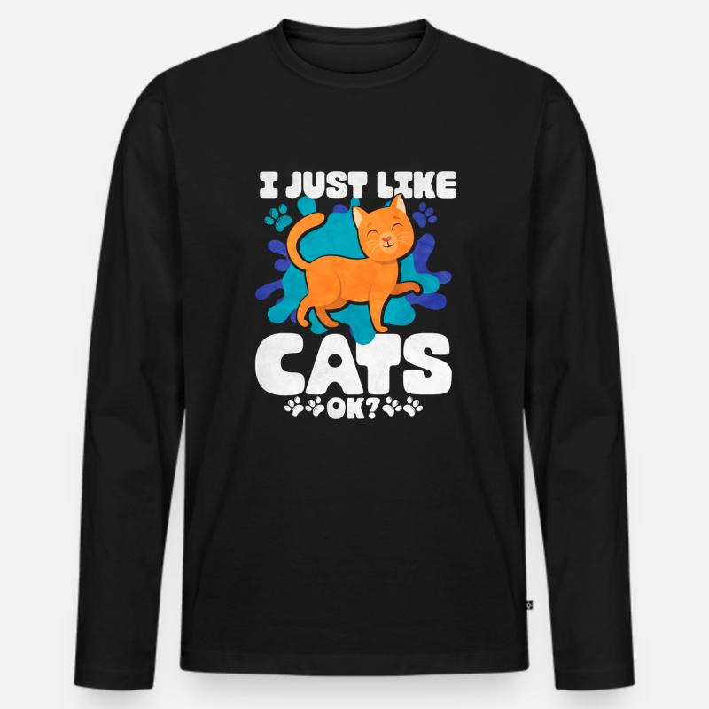 Katze - Männer Premium Bio Langarmshirt - Schwarz