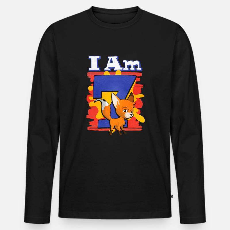 Ich Bin 7 Fuchs - Männer Premium Bio Langarmshirt - Schwarz