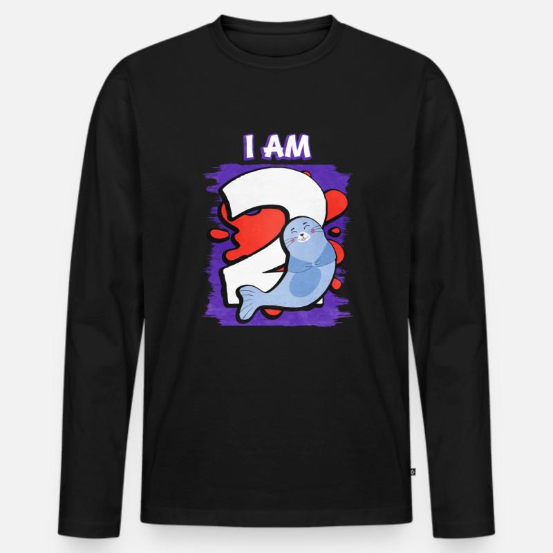 Ich Bin 2 Robbe - Männer Premium Bio Langarmshirt - Schwarz