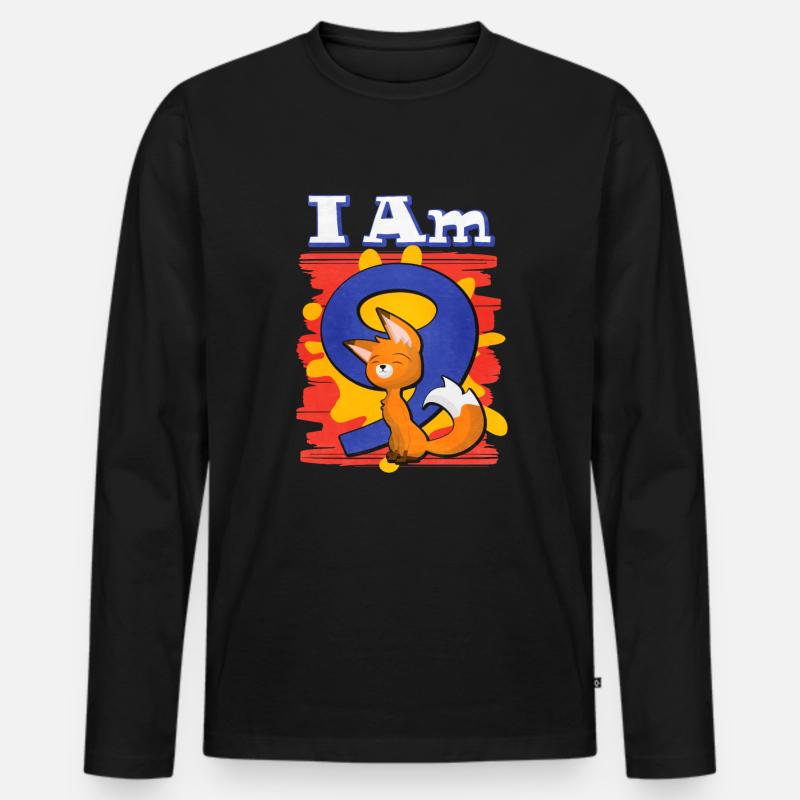 Ich Bin 9 Fuchs - Männer Premium Bio Langarmshirt - Schwarz