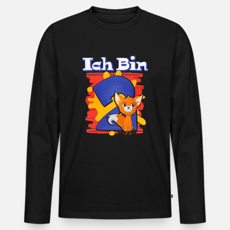 Ich Bin 2 Fuchs - Männer Premium Bio Langarmshirt - Schwarz