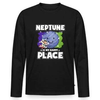 Cadeau Neptune Planet - T-shirt manches longues Premium bio Homme - noir - Devant - Nico (187cm)