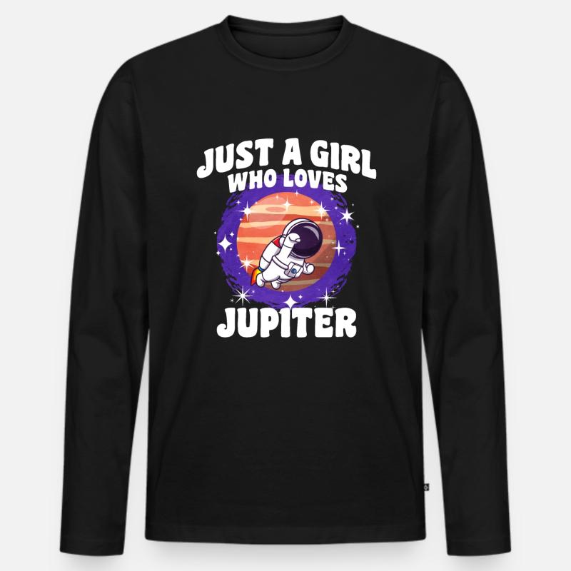 Mädchen Jupiter Geschenk - Männer Premium Bio Langarmshirt - Schwarz