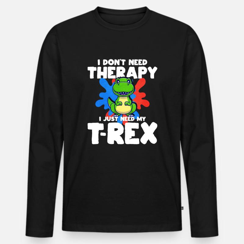T-Rex - Männer Premium Bio Langarmshirt - Schwarz