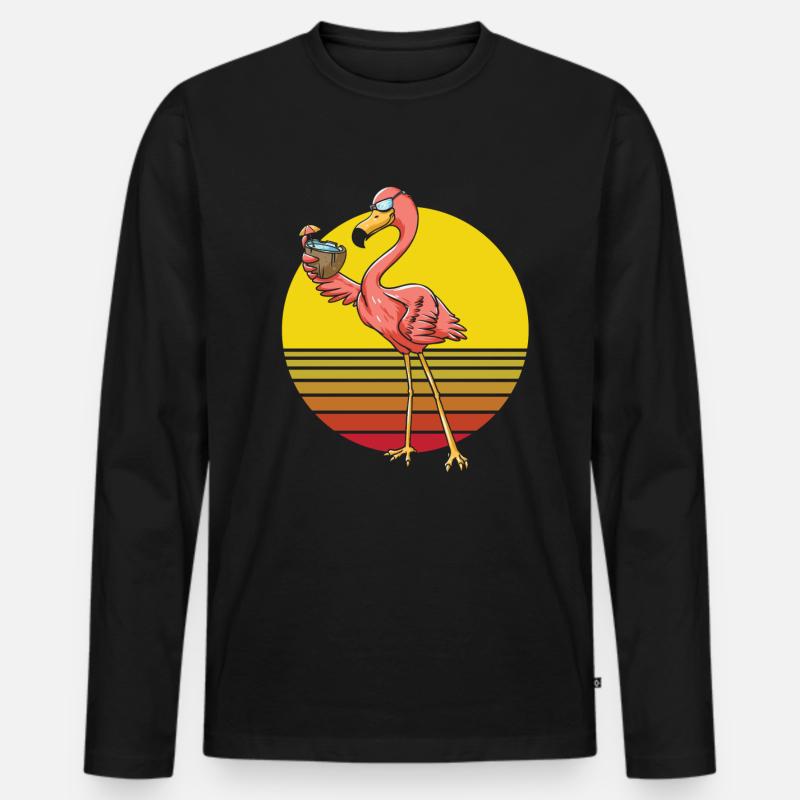 Flamingo - Männer Premium Bio Langarmshirt - Schwarz