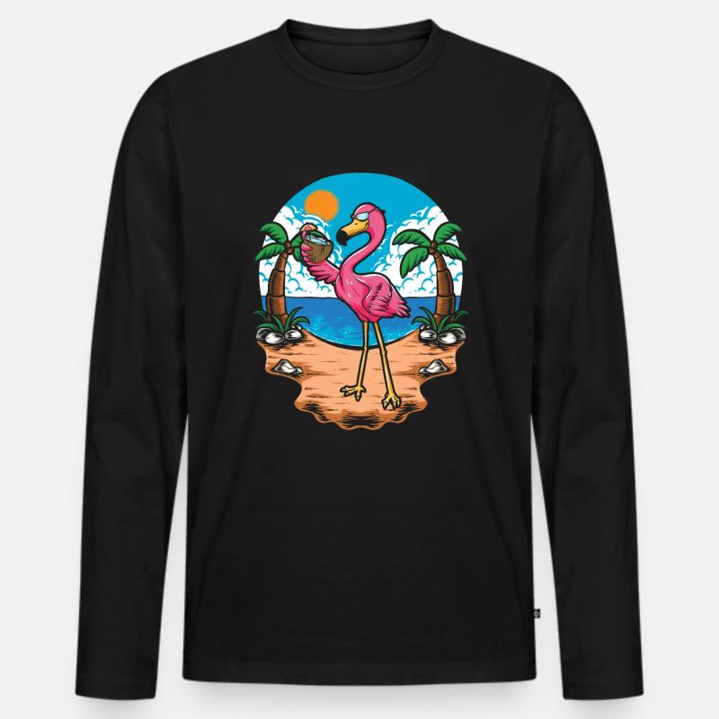 Flamingo - Männer Premium Bio Langarmshirt - Schwarz