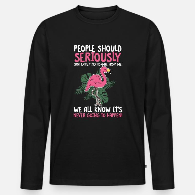 Flamingo - Männer Premium Bio Langarmshirt - Schwarz