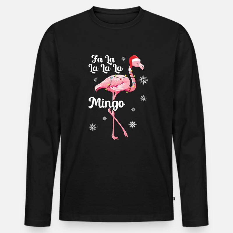 Flamingo - Männer Premium Bio Langarmshirt - Schwarz