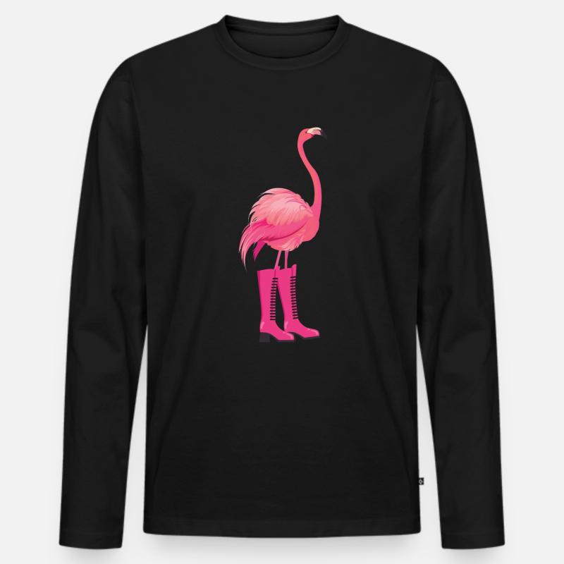 Flamingo - Männer Premium Bio Langarmshirt - Schwarz