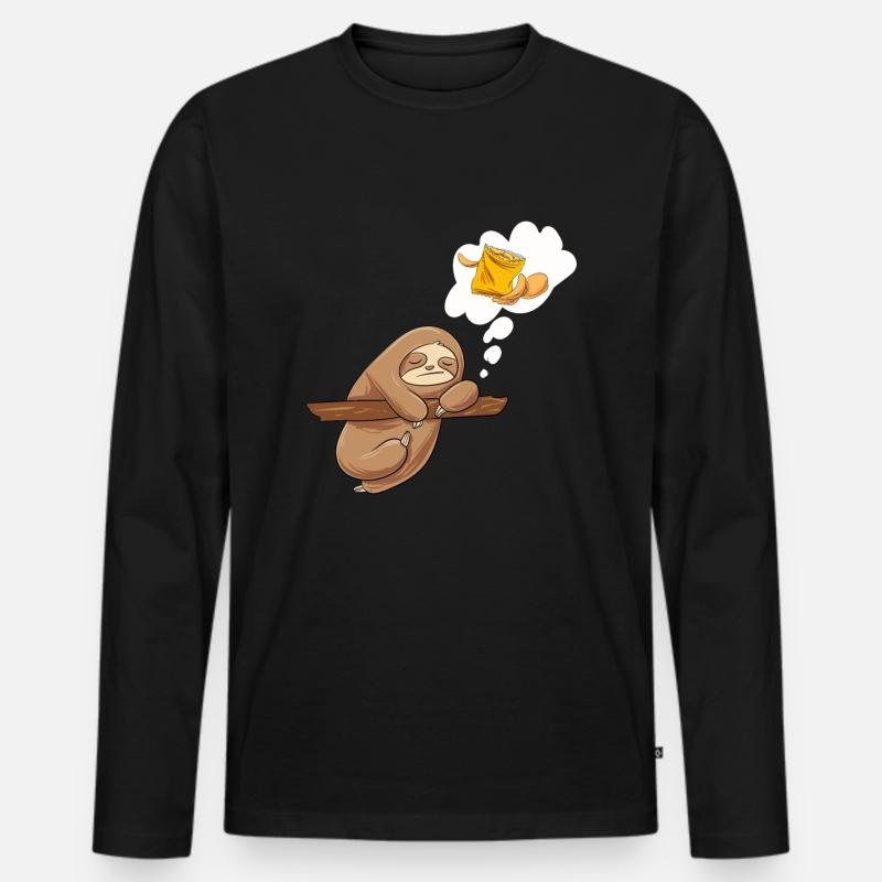Chips Essen Snacks Süßigkeiten Geschenk - Männer Premium Bio Langarmshirt - Schwarz