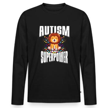 Cadeau autisme autisme - T-shirt manches longues Premium bio Homme - noir - Devant - Nico (187cm)