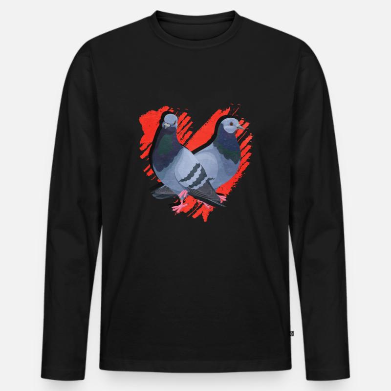 Taube - Männer Premium Bio Langarmshirt - Schwarz
