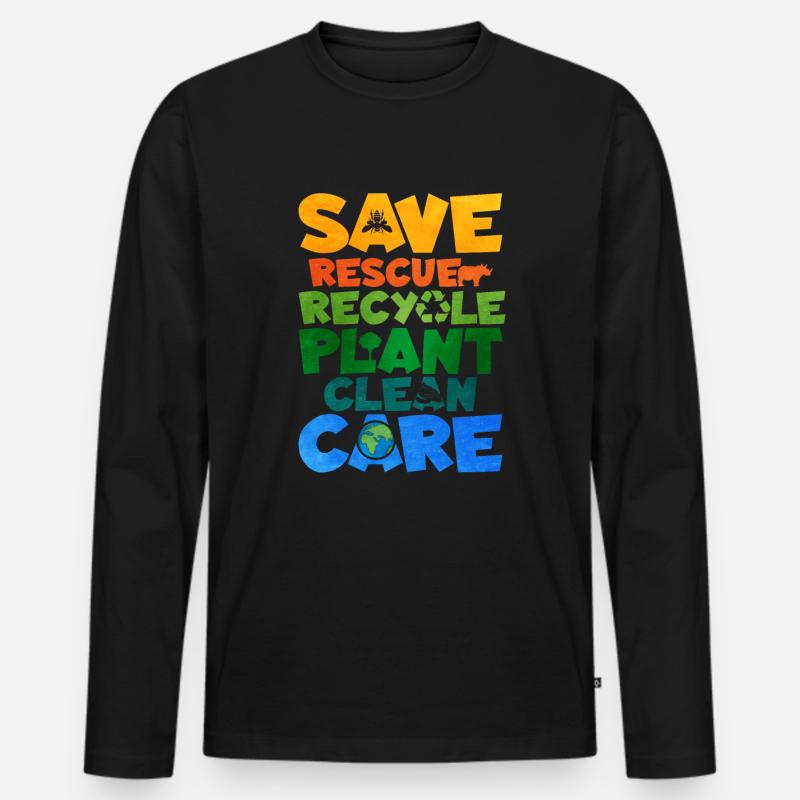 Recycling - Männer Premium Bio Langarmshirt - Schwarz