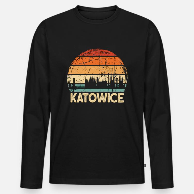 Polen Katowice Skyline - Männer Premium Bio Langarmshirt - Schwarz
