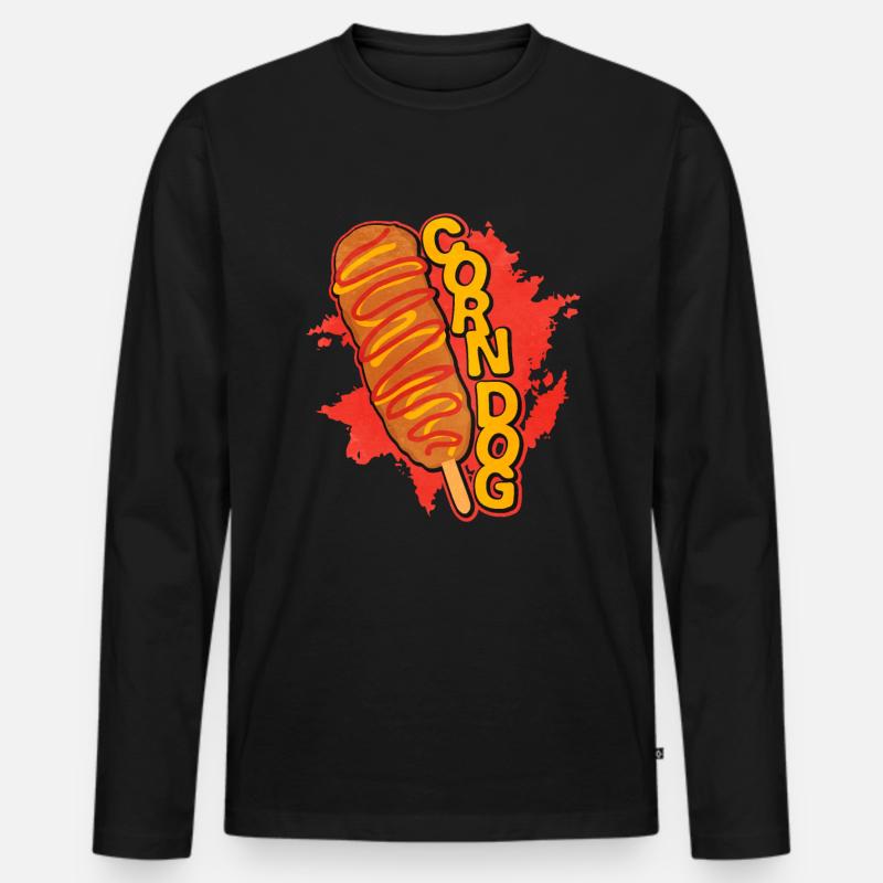 Corn Dog - Männer Premium Bio Langarmshirt - Schwarz