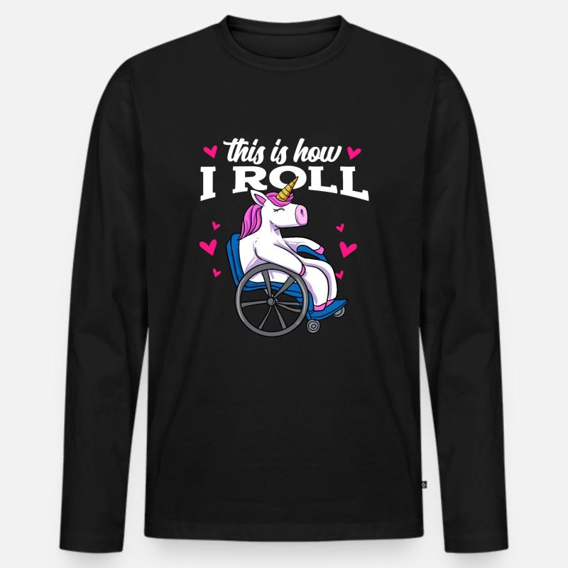 Rollstuhl - Männer Premium Bio Langarmshirt - Schwarz